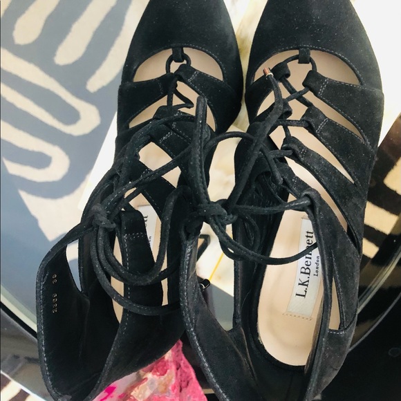 L.K. Bennett Suede Lace Up Heels - Picture 4 of 6